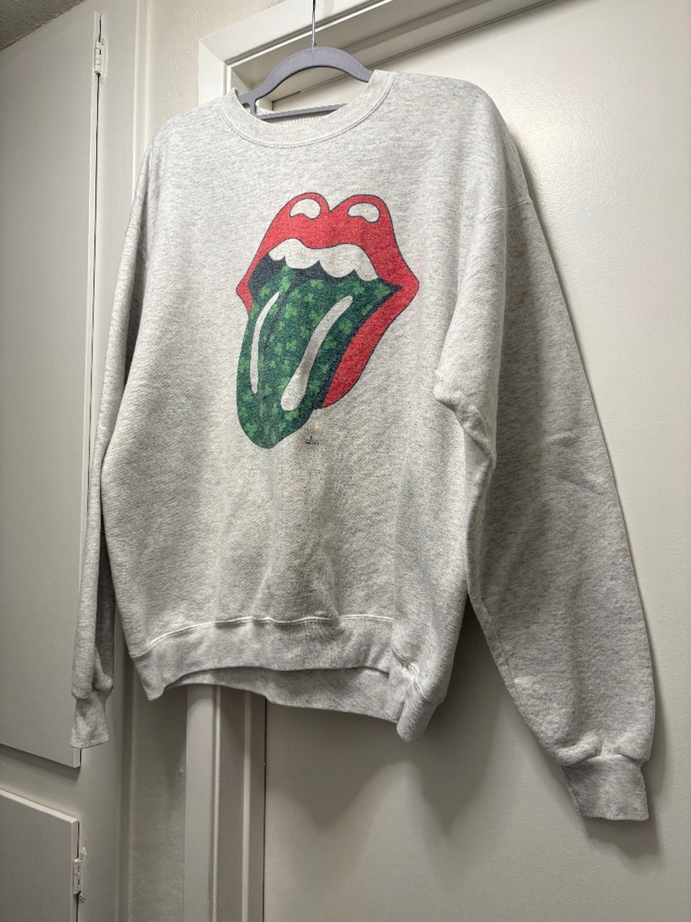 Rolling Stones shamrock tongue and lips sweatshirt - size medium?